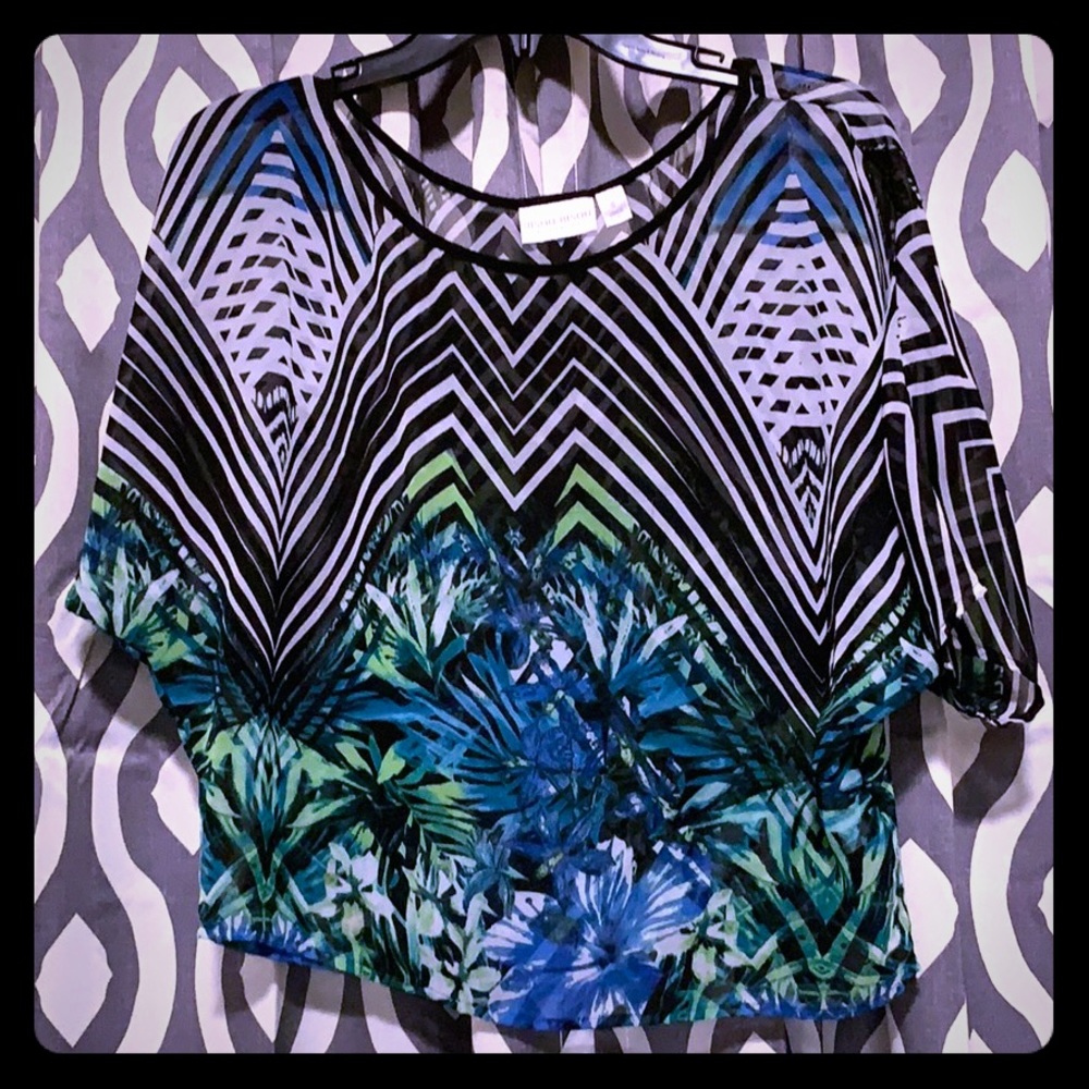 Beautiful see-thru floral striped shirt